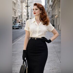 Vintage Eaton's ivory short-sleeved blouse